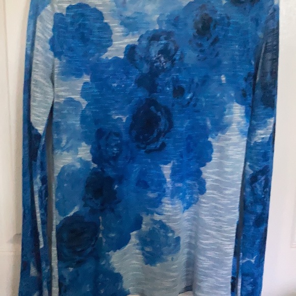 INC blue floral sheer top size S - Picture 3 of 3